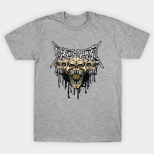 Death Metal Screaming Skulls with Fangs Halloween T-Shirt by extrinsiceye